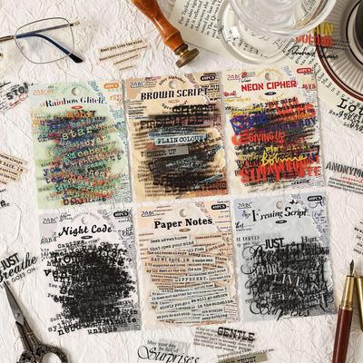 ZABC Kuaizi Jian Xu Yu Serie Retro Transparente PET Collage Aufkleber - 6 Europäische Textstile