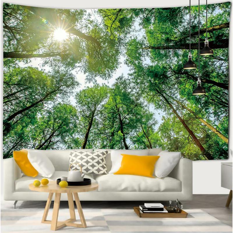 Forest Tree Scene Tapestry Room Wall Art Home Bedroom Aesthetic Y2K Decor Wall Hanging