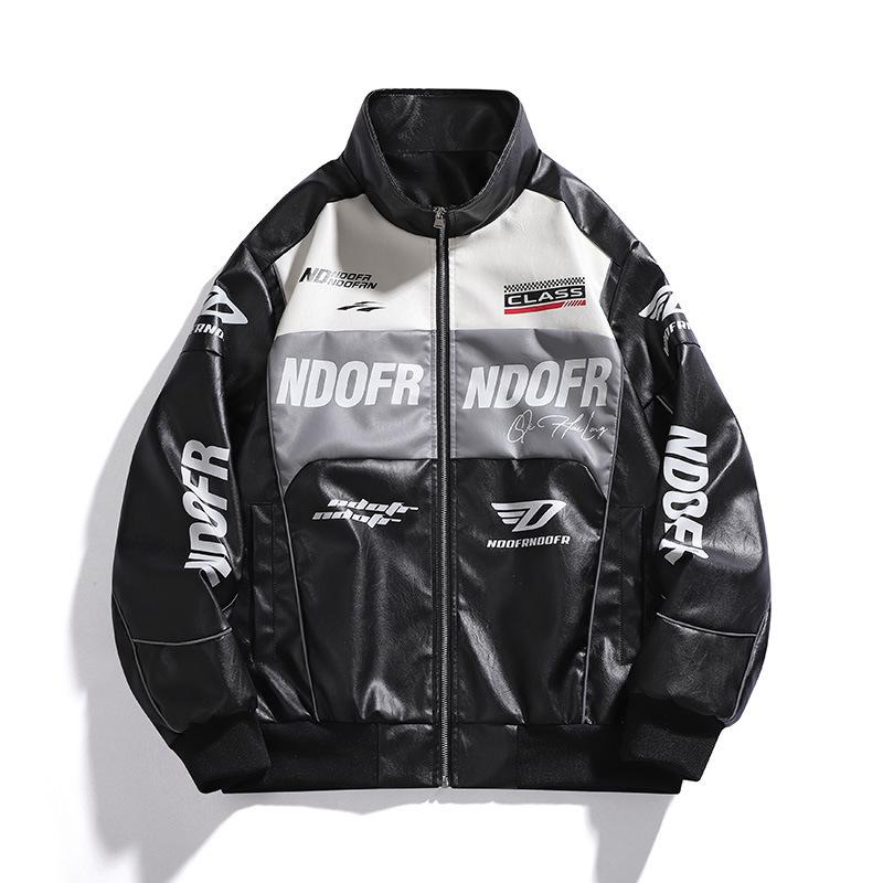 Men s Plus Size Embroidered Japanese Motorcycle Leather Jacket - Fashionable & Loose Fit 3XL чёрный