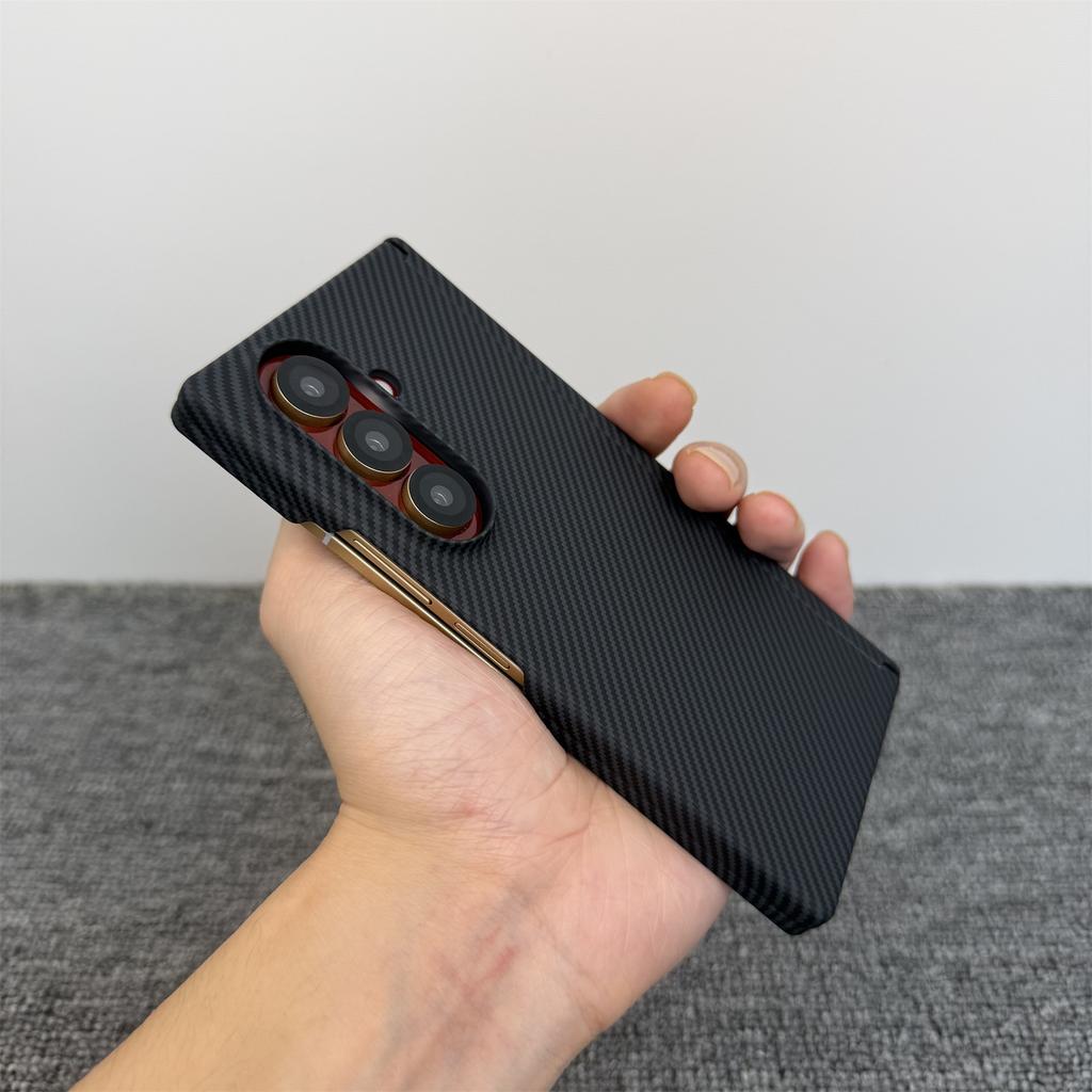 Applicable To Samsung Zfold1 Mobile Phone Case Kevlar Pattern W11 Double Central Axis FOLD1 Light and Thin Pc Anti-drop Hard Case