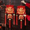 Flocking Fu Character Spring Festival Hanging Pendant With Tassels Door Wall Ornament Fu Character Pendant 3D Design