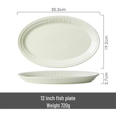 ZISIZ White Embossed Ceramic Dinnerware Set