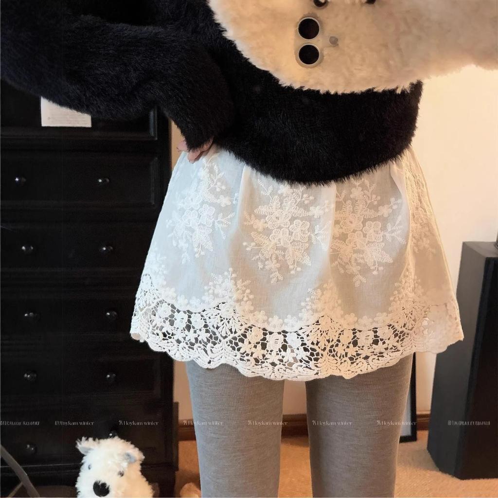 Korean High Waist Lace Mini Skirt - Women's Spring White Layered Design