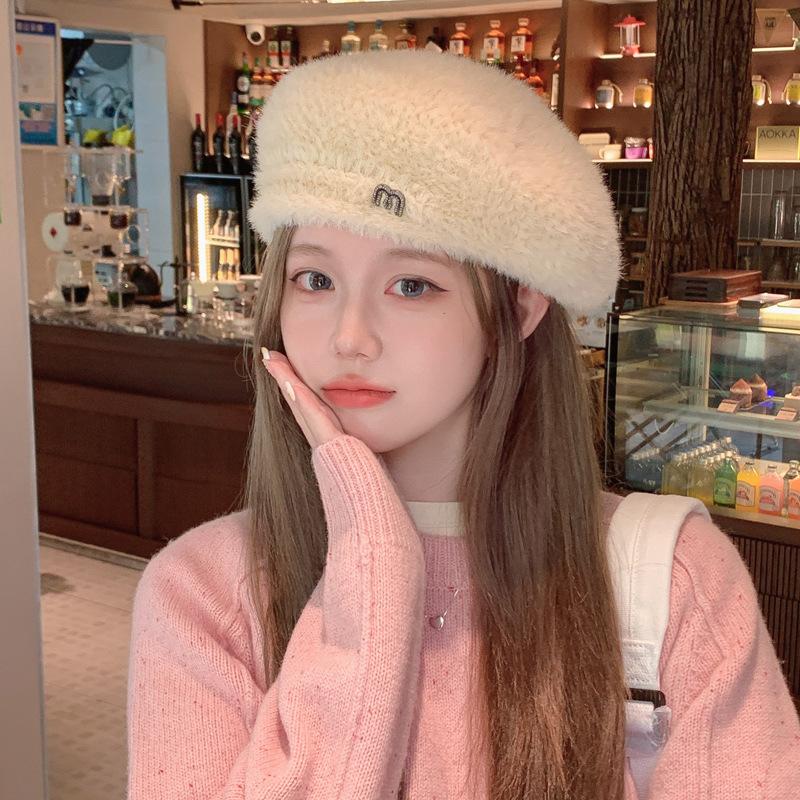 Korean New Autumn and Winter Hat for Women Japanese Knitted Wool Beret Winter Big Head Circumference Showing Face Little Painter Hat Trend