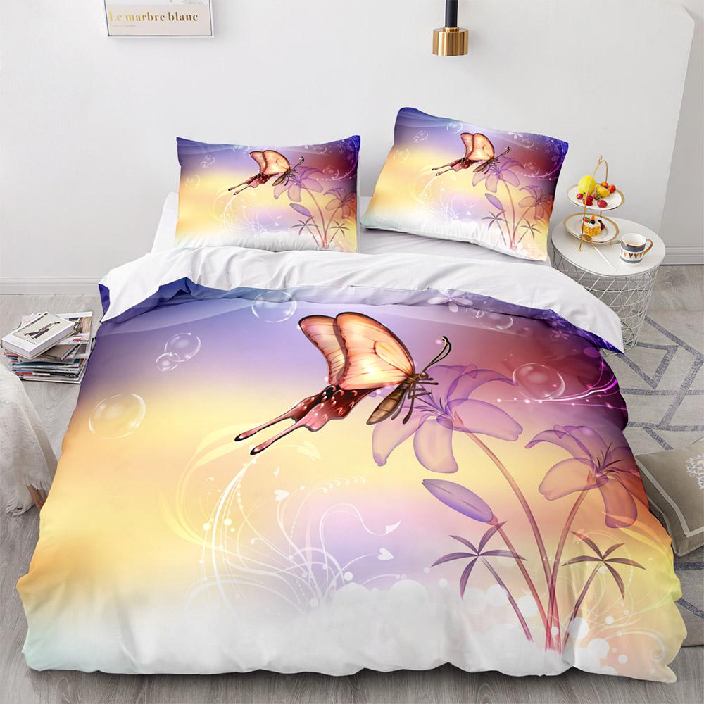 Butterfly Bedding Set Single Twin Full Queen King Size Mountain Elf Bed Set Aldult Kid Bedroom Duvetcover Sets 3D Print 038
