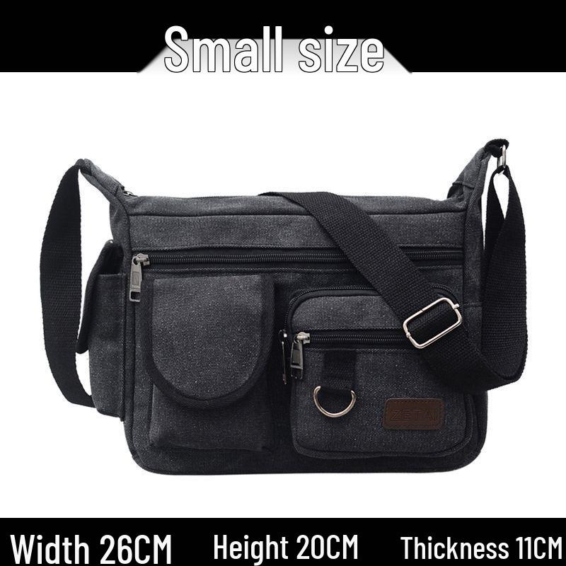 Hochwertige Herren-Canvas-Umhängetasche mit Doppeltaschen für Reisen