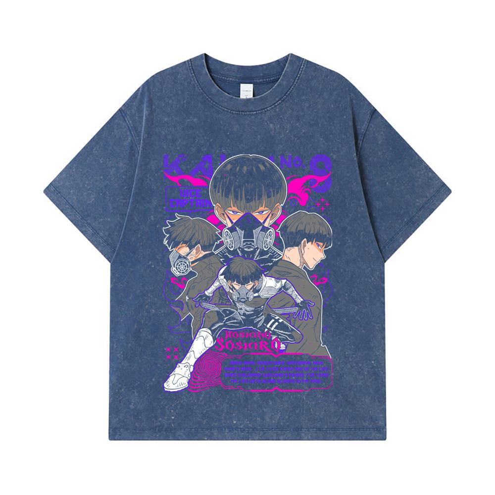 

275 GSM Washed T-shirts 100% Cotton Kaiju No 8 V10 Soshiro Print Unisex Heavy Cotton T Shirt 2XL королівський синій колір