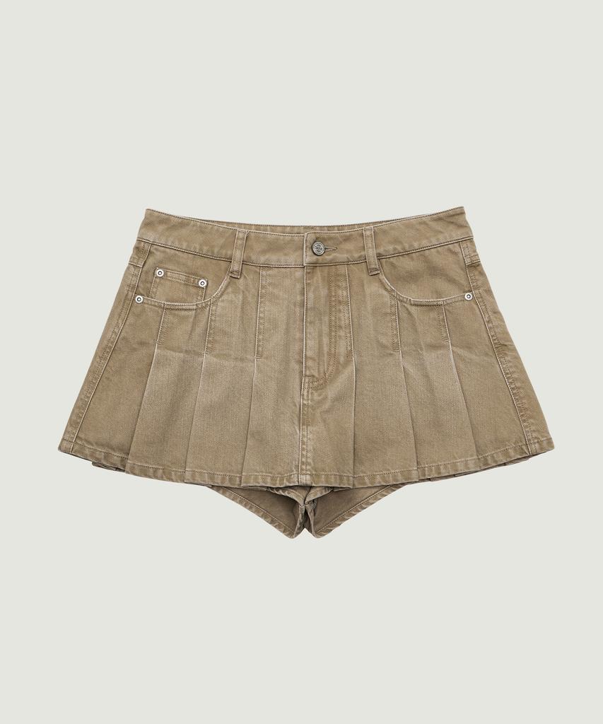 GROVE Tasha Denim Skirt Pants (Khaki)