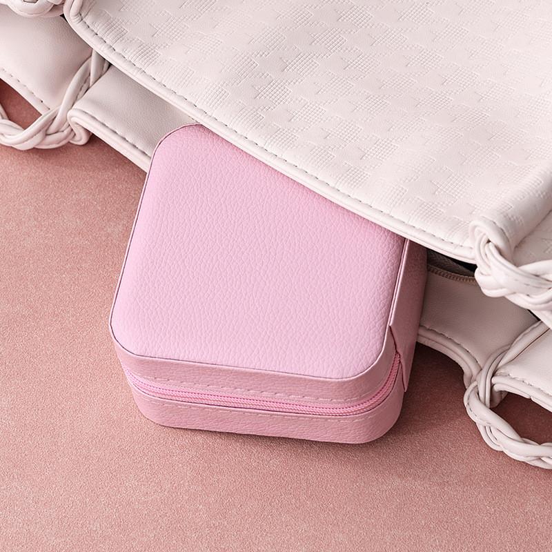 Childrens Jewelry Box With Pure Color Leather Material Multi Use Storage For Girls