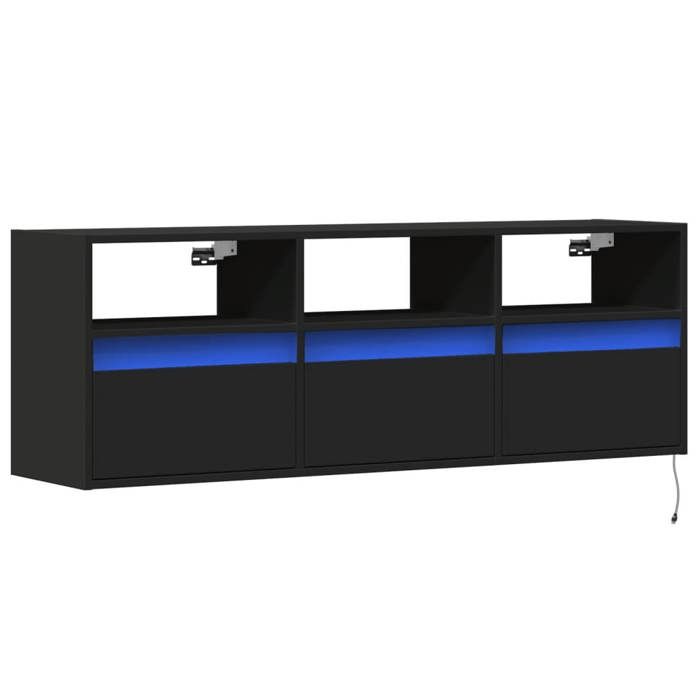 VidaXL Wall-mounted TV Cabinet with LED Lights Black 130x31x45 Cm 852342