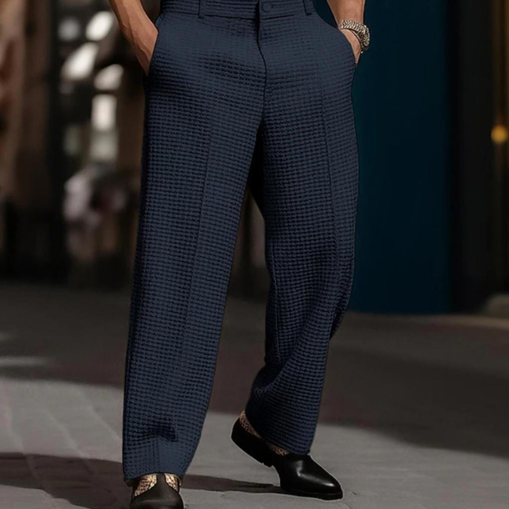 Mens Dress Pants Relaxed Fit Suit Trousers Casual Lightweight Wide Leg Pleat Front Business Work Clothes