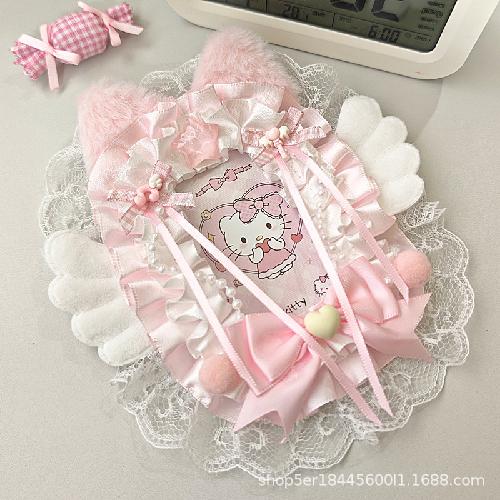 5.8cm Creative Design Kawaii Badge Pin Displaying Holder Sweet Lace Star Protector with Lanyard Fashoin Badge Clip Cover Case