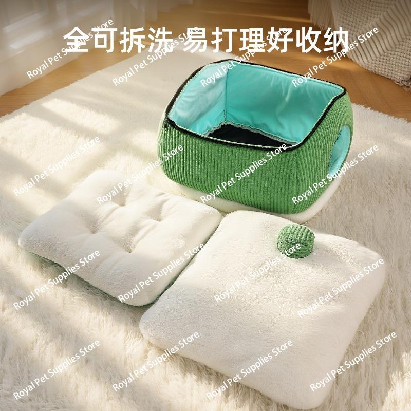 New Four Seasons Universal Kennel Cartoon Semi-Closed Thickened Pet Cat Nest Removable and Washable Cat Cat Nest Pet Supplies