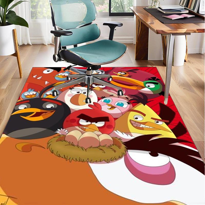 Red Birds Characters Collage Office Rug Chair Mat, Game Carpet, Suitable for Front Door, Bedroom, Living Room, Desk, Holiday Gift