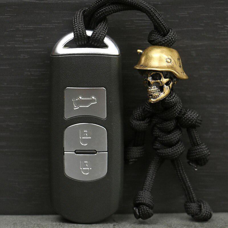 Skull Head Soldier King Keychain Lanyard Přívěsky Šperky EDC Venkovní nůž Nástroj na korálky Punk DIY Paracord Ručně vyráběné tkané příslušenství