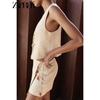Zaprha 2025 Summer New Women Clothes Fashion French Style Beaded Simple Sleeveless Vest Vest 3431998
