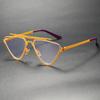 Fashion personalized double beam heterosexual flat glasses, trendy avant-garde hollow triangular frame anti-blue flat glasses