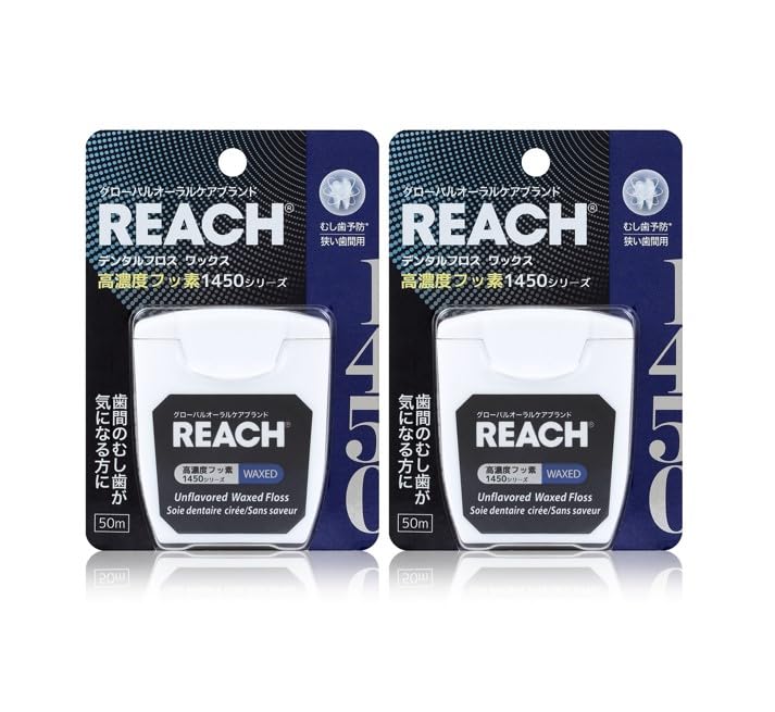 

Reach 1450 Dental Floss 50m Interdental Cleaner Waxed Suitable for Fluoride-infused Beginners... (2) белый
