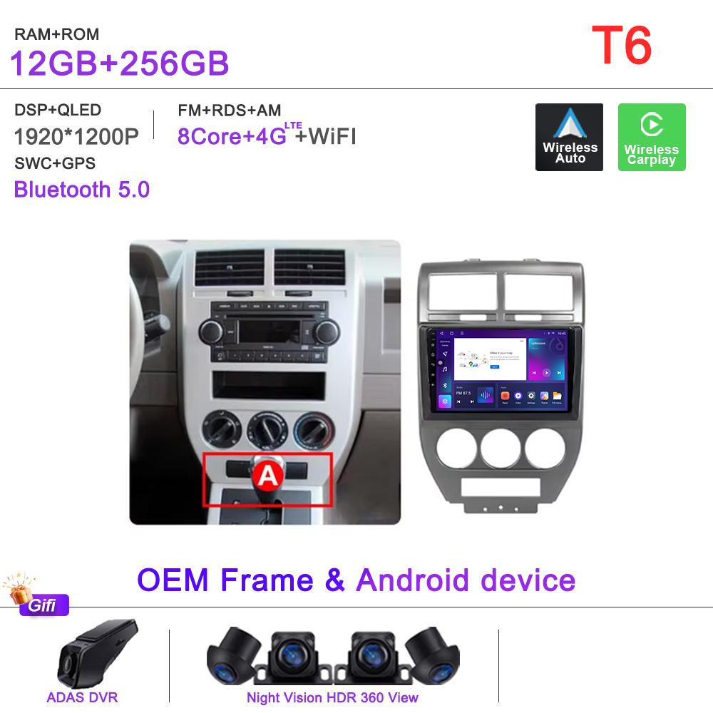 Android 16 Radio For Dodge Caliber Jeep Compass 1 MK Patriot 2006 - 2010 Multimedia Player Stereo Head Unit GPS Navigation HDR
