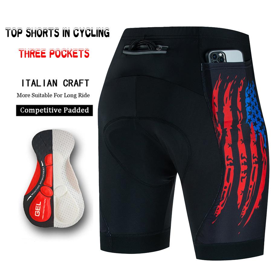 Cross-border special three-pocket cycling shorts men's American flag slim-fit high-elastic road bicycle cycling suit cycling pants