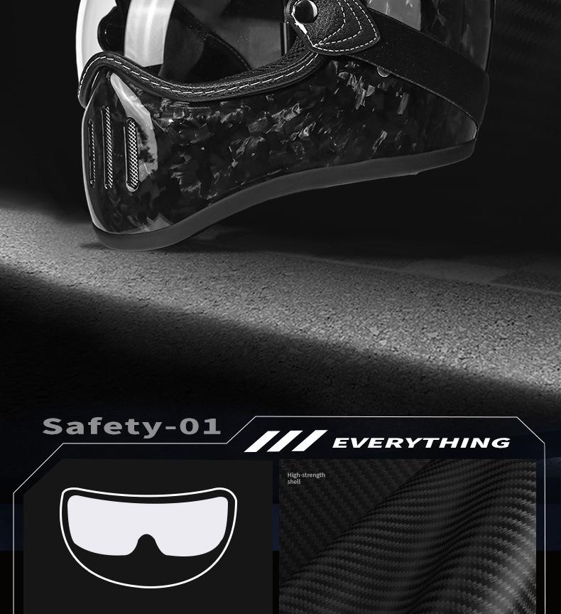 Fiberglass Retro Full Face Motorcycle Helmet with Pig Nose Design for Men and Women - Small Shell, Harley Cruiser Style.