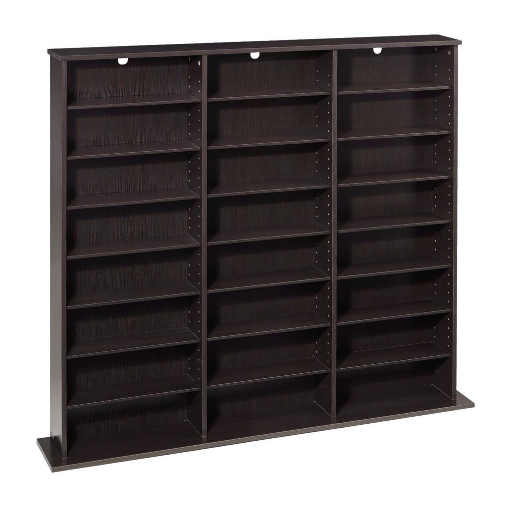 Media Storage Cabinet, 8-Tier DVD Shelf Organizer, 142 X 22 X 130 Cm Multimedia Storage Organizer for CDs, DVDs, Books & Games, CD Shelf for Living