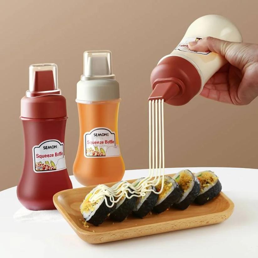 Squeeze Sauce Bottle Leak Proof Refillable Condiment Container For Salad Ketchup Honey Jam Squeeze Sauce Bottle Kitchen