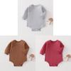 Baby Cotton Long Sleeve Footed Romper With Bone Free Jacquard Design For Newborns And Infants
