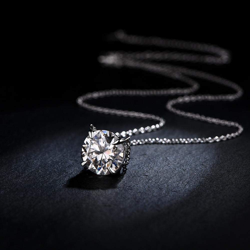 

Женское ожерелье с бриллиантом 6,5 мм, 1 карат, кулон из серебра 925 пробы, ожерелье для женщин, цепочки, вечерние свадебные ювелирные украшения 45cm