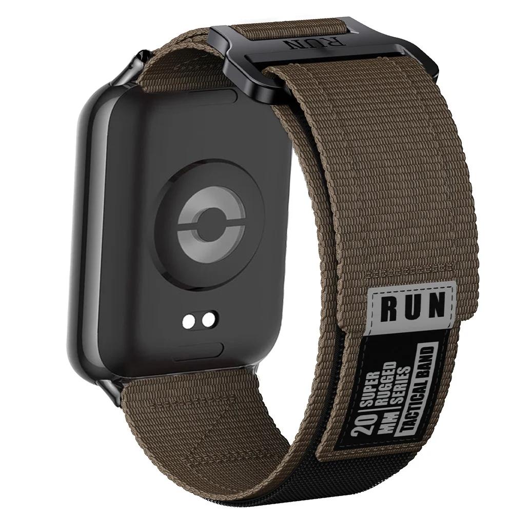 Tactical Nylon Strap for Xiaomi Redmi Watch 6/5/4 Sport Band for Miband 9/8 Pro Elastic Breathable Replacement Bracelet