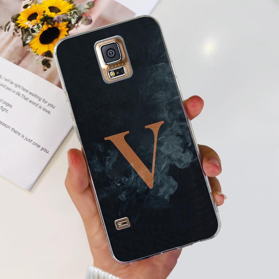 For Samsung Galaxy S5 Case SM-G900F S 5 Cover Fashion A Z Letters Clear Silicone Soft Funda For Samsung S5 Neo i9600 Bumper 5.1"