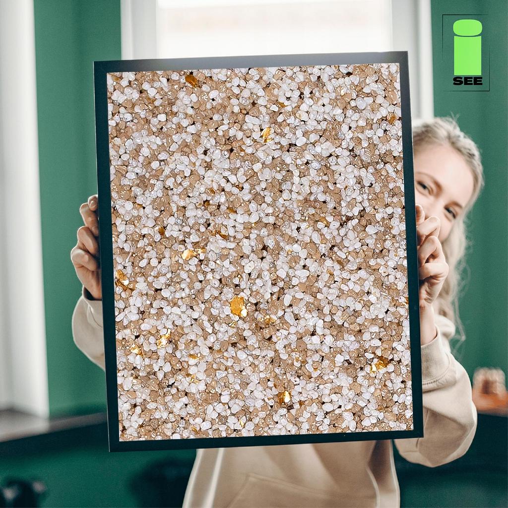 Beige resinový mozaikový omítka s slídou 7kg odolný mrazuvzdorný marmolit m64