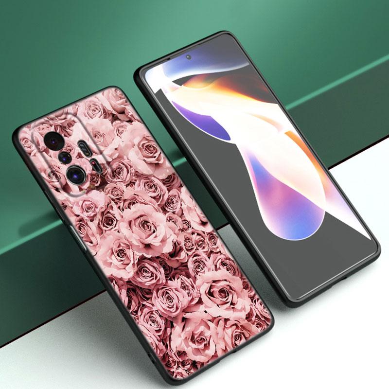 Beautiful Rose Bling Picture Phone Case For Xiaomi Mi A2 8 9 SE Note 10 10T 11 12 Lite 9T 11T 12S 12T Pro A3 6X 12X Black Cover