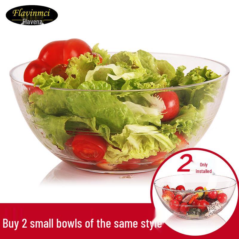 Flavinmci Transparent Glass Salad Bowl Set