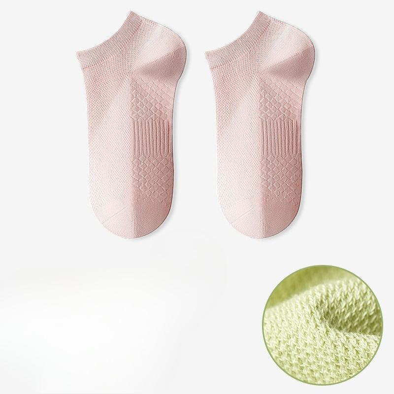 

Женские носки из чистого хлопка, тонкие дышащие короткие носки с массажем стопы, антибактериальные и дезодорирующие однотонные носки с противоскользящим эффектом 1 pair розовый
