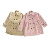 Flickors höstkappa Barn brittisk stil dubbelknäppt topp Babyflickas medellång kappa