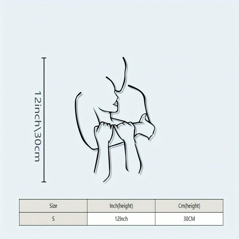 Vintage Couple Metal Wall Art Iron Wire Sculpture Powder Coated Home Decor Gift