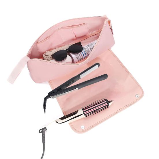 Travel Hair Tools Bag Portable Hair Styling Tools Organizer Curling Iron Bag with Heat Resistant Mat for Hot Hair Straighteners Safe Storage