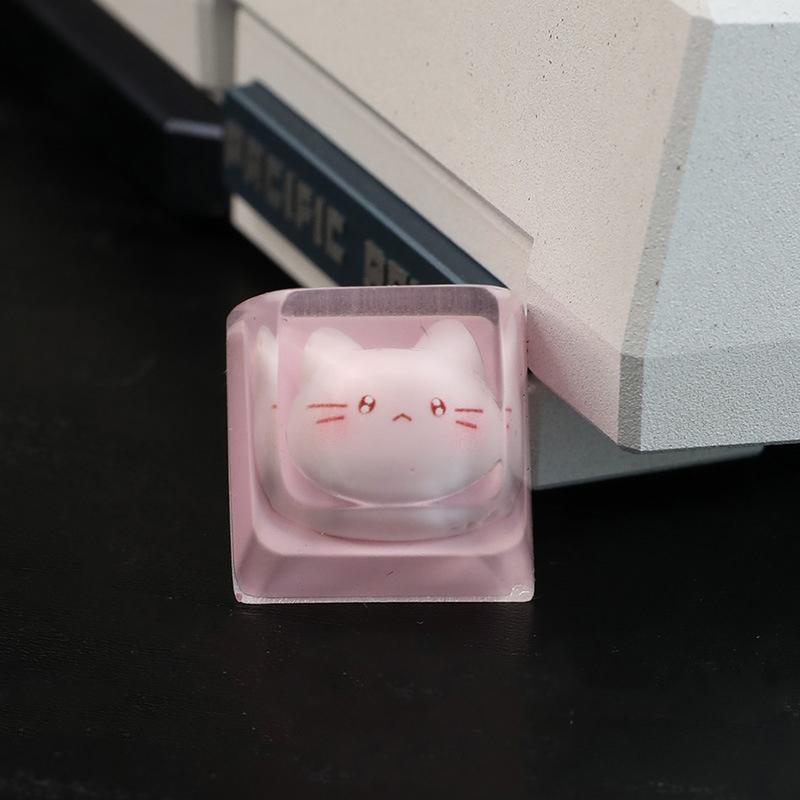 Hot Sale! Translucent Cute Cartoon Cat Keycap Cross Axis Mechanical Keyboard Keycap Keyboard Decoration Keycap Keyboard Accessor