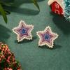 European and American color sweet star earrings Christmas inlaid zirconium flower design earrings fashion silver needle earrings
