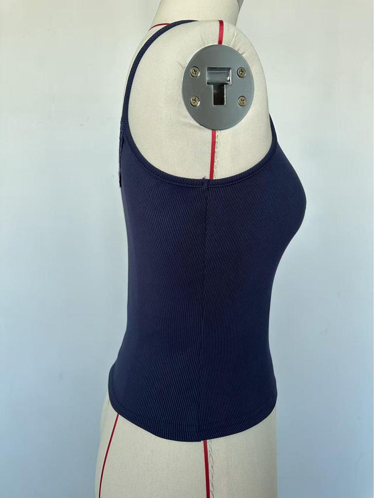 Europäischer Frühling/Sommer 2025 Damen Y2K Enganliegendes Geripptes Cropped Tanktop