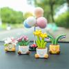 Flower Pot Small Ornament Desktop Cute Cartoon Potted Plant Car Interior Center Console Resin Car Decoration