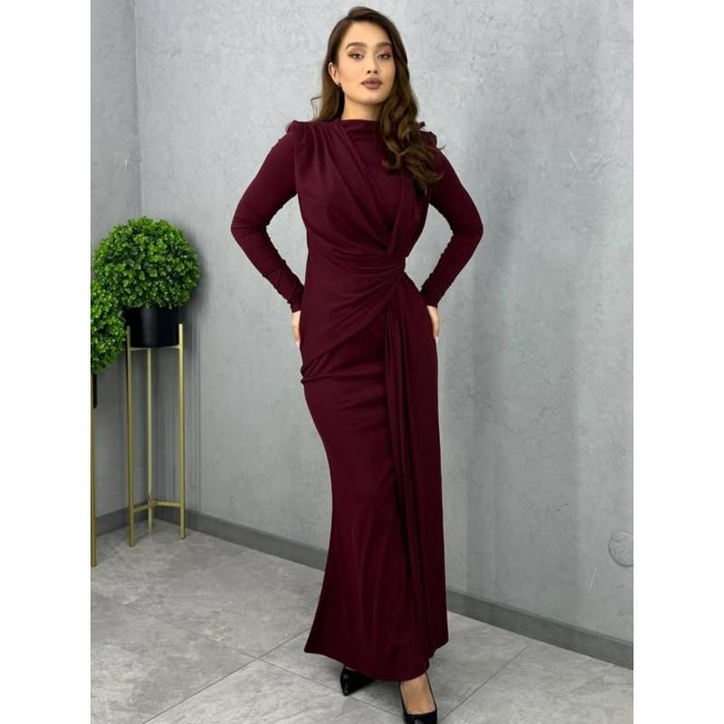 Women European Style Long Sleeve High Waist Slim Fit Long Mermaid Dress