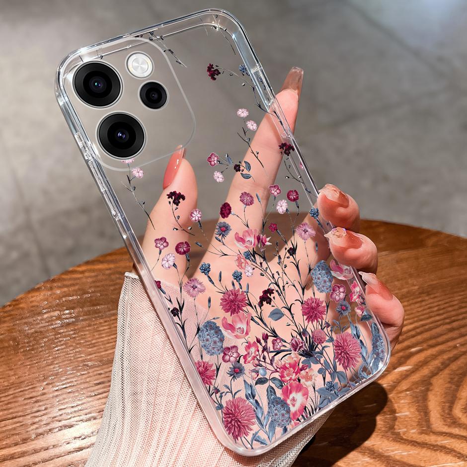 For OPPO Reno 15F 15 Pro Cases Brilliant Flower Kitten Fall Prevention Portable Clear Back Cover For reno15pro reno15f Funda