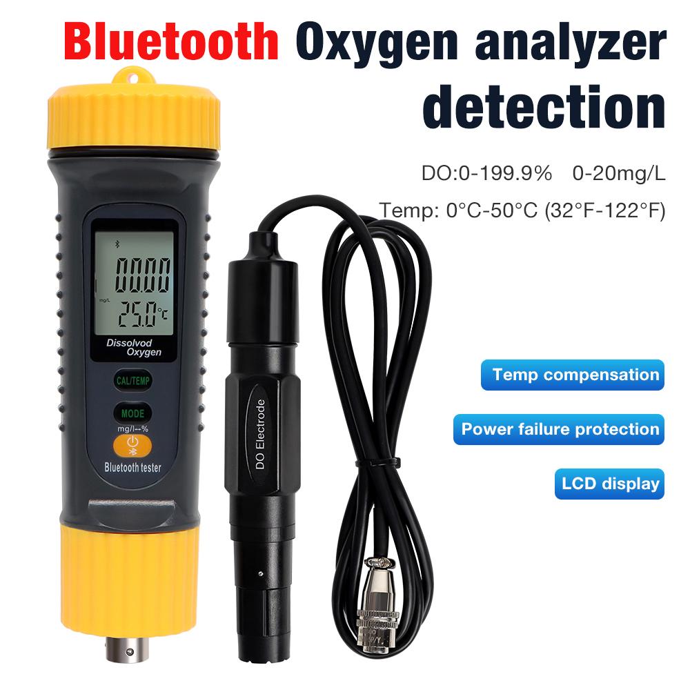 2025Neues Professionelles Digitales LCD-Display Bluetooth Gelöstes Sauerstoffmessgerät Wasserqualitätstester 0,0‑20,0mg/L 0°C-50C° Temperaturmessgerät