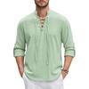 Men's Shirt Viking Top Cotton Linen Shirts Men Long Sleeved Halloween Costume