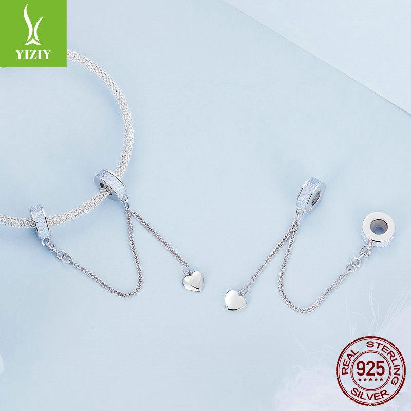Heart-Shaped Fringed Silicone Positioning Safety Chain, Exquisite Nano Opal S925 Silver Bracelet String Decoration