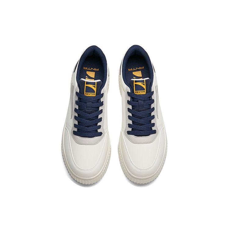 Anta Lifestyle Series Biscuit Shoes Durable Breathable Low Top Skate Shoes Men Sneaker White Gray Blue 912358005-4