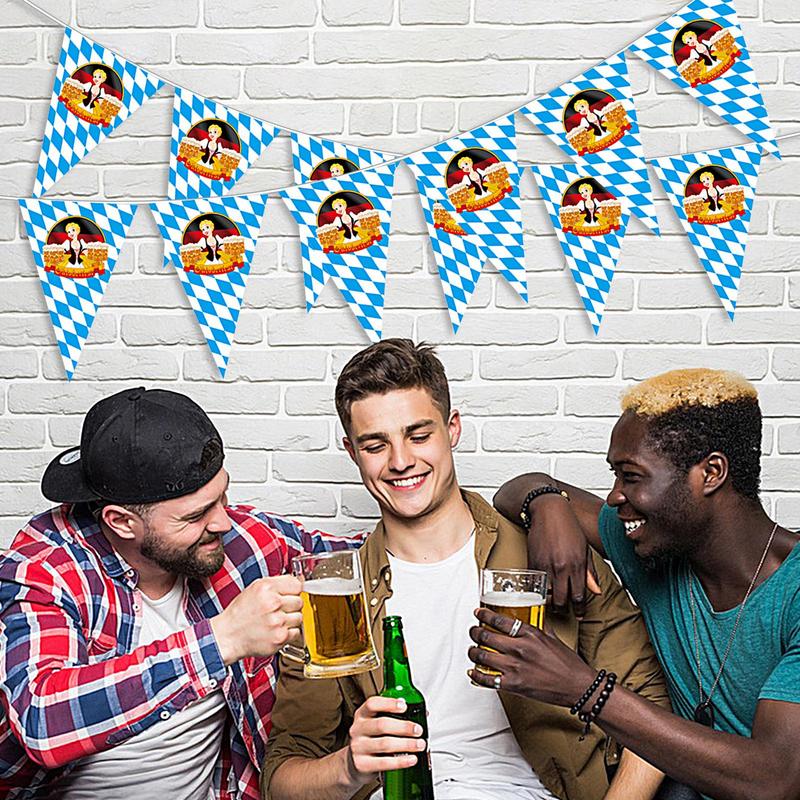 Decorazioni Oktoberfest Stendardo Bandiera Bavarese da 8 Metri Forniture Festa della Birra Ghirlanda Striscione per Giardino Bar Casa Tende Esterno