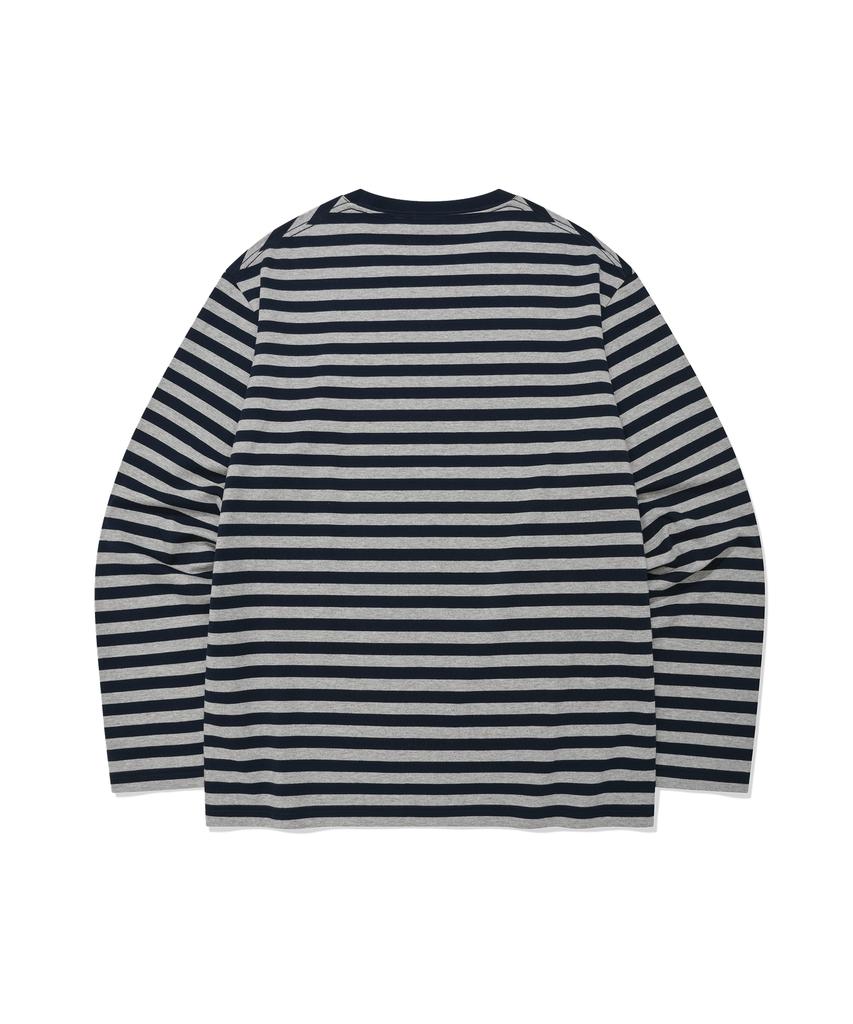 WACKY WILLY Small Logo Stripe Long Sleeve Navy